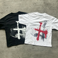 T-shirt à manches courtes en coton 100% imprimé numérique personnalisé pour homme, tissu jersey épais et lourd, impression numérique directe, coupe ample et carrée