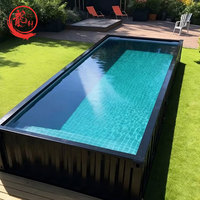 Piscine préfabriquée en acier de 40 pieds, 20 pieds, 10 pieds, 25m, avec jacuzzi, conteneur en fibre de verre, livraison par conteneur maritime, prix bas