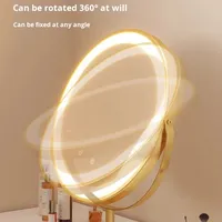 Table de toilette en métal de style Art déco haut de gamme pour chambre principale, grand miroir de maquillage de bureau avec lumière rotative pour usage domestique