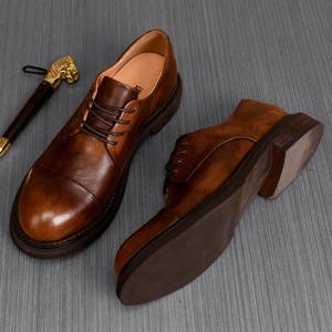 Zapatos Casuales de Alta Calidad, Hechos a Medida, de Cuero Genuino de Primera Calidad, con Punta Redonda y Cordones, Estilo Clásico, que Aumentan la Estatura - Product Image 1
