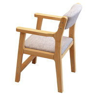 Fauteuil moderne en bois de caoutchouc avec dossier incurvé et coussin, fauteuil en bois à hauteur réglable pour restaurant, café, hôtel