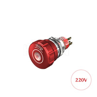 Capot de protection E Stop IP67 Interrupteurs bouton arrêt d'urgence, bouton poussoir métallique démarrage 22mm avec LED