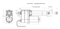Vente directe usine – Actionneur linéaire robuste 12-48V YH8-521DC avec moteur à balais 10000N, étanche IP66, personnalisable, course de 2500mm