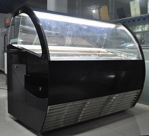 <span class=keywords><strong>Vetrina</strong></span> Refrigerata per Gelato Nera con Ventilazione Forzata 1,5m / Espositore per Gelato - Product Image 1
