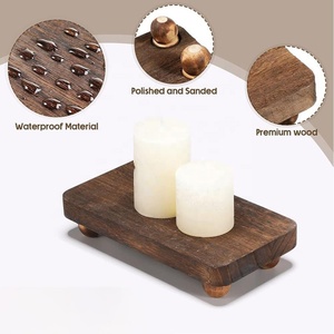 Bretelle in legno Vintage per la visualizzazione di legno piedistallo rustico in legno Stand vassoio montante per la casa decorazione <span class=keywords><strong>cucina</strong></span> - Product Image 5