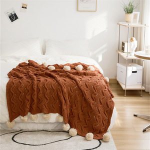 La nuova classe un bambino può usare coperta di ciniglia coperta di maglia calda bordo palla di lana - Product Image 5