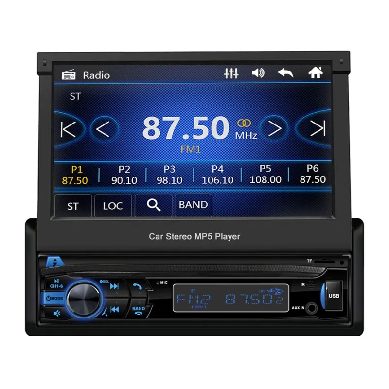 2024 Aktuelle Produkte Autoelektronik Android Auto Einzelaufnahme-Dvd-Player einziehbarer 7-Zoll-Lcd-Stereo-Autoplayer MP5