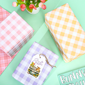 Summer Plaid Waterproof Floral Wrapping <b>Paper</b>, Matte & Pearlescent Grid Flower Bouquet Packaging <b>Paper</b> for Gift <b>Packing</b> - Product Image 3