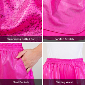Short personnalisé grande taille taille élastique lustre métallique cordon de serrage chaud décontracté pour femmes à la mode paillettes élastiques brillants - Product Image 2