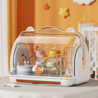 Transparant droogrek voor babyflessen, stofdicht, organizer voor voedingsflessen, bekerhouder, afdruiprek, opbergdoos voor babybenodigdheden