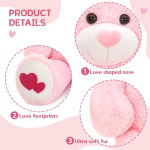 Ours en peluche de haute qualité avec <span class=keywords><strong>ruban</strong></span> rouge, rembourrage en coton PP, doublure en maille, décoration pour anniversaire et mariage, vente en gros directe d'usine - Product Image 3