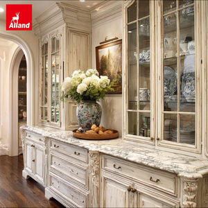 Mueble de <span class=keywords><strong>Cocina</strong></span> Rústico Estilo Granja Alland, Base para Fregadero Color Crema, Aspecto Envejecido, Juego de Muebles de <span class=keywords><strong>Cocina</strong></span> Tradicionales Europeos - Product Image 1