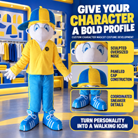 Costume de mascotte en peluche personnalisé pour garçon à long nez avec tenue jaune, costume de personnage de dessin animé OEM/ODM
