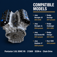 Moteur complet remanufacturé Pentastar 3.6L V6 DOHC 24V Dual VVT pour Jeep Wrangler Grand Cherokee Dodge Durango Ram 1500