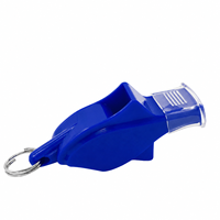 Kit de sifflet d'arbitre bleu foncé en ABS avec trois protège-bouches, cordon de cou, sangle de poignet et étui de rangement