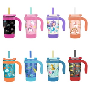 Mug de voyage isotherme personnalisé en acier inoxydable de 14 oz, écologique, avec poignée, paille et design moderne, anti-fuite - Product Image 1