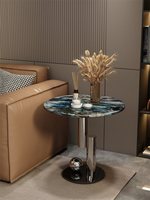 Table console moderne en marbre de style italien avec étagère amovible, plateau en pierre naturelle de haute qualité, meubles de salon de luxe