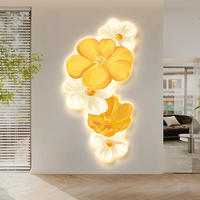 Art Mural Moderne Simple Galerie de Fleurs Style Scandinave Crème Ins avec Lumière LED Toile Art Déco Design