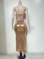 AD2976 Meilleure Vente Éblouissante Robe Longue Sans Manches Scintillante à Motifs Floraux 3D pour Soirée et Scène, Ensemble Deux Pièces