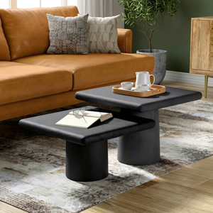 <b>Silver</b> Arc Modern Black Nesting <b>Coffee</b> <b>Table</b> Minimalist Design Living Room Furniture Plastic Top and Frame - Product Image 1