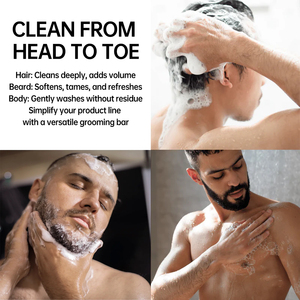 Barre de <span class=keywords><strong>shampoing</strong></span> anti-pelliculaire hydratante 3 en 1 personnalisée OEM, adaptée aux végétaliens, taille de voyage, shampooing de soin pour les cheveux des hommes, <span class=keywords><strong>barbe</strong></span> et corps - Product Image 3