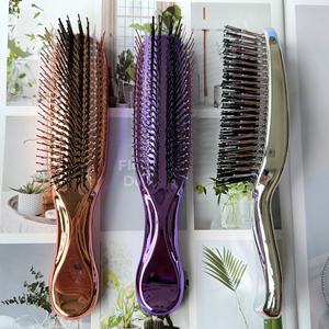 Brosse de massage du cuir chevelu de luxe la plus vendue, électroplaquée, à double poils en nylon, pour le soin des méridiens du cuir chevelu, démêlante pour cheveux humides et secs - Product Image 3