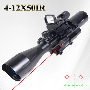 Mira Telescópica Táctica de Fábrica 4-12X50 de Largo Alcance con Linterna Láser y Kit Combinado de Punto Rojo, Mira <span class=keywords><strong>Óptica</strong></span> para Caza - Product Image 1