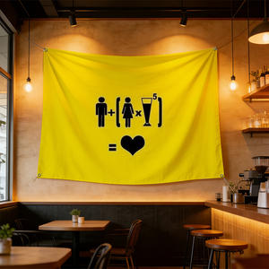 Pintura abstracta de 90x150 cm de la bandera amarilla de "What Is Love" que calienta cualquier espacio: lista para usar en cafeterías, bares, hogares y fiestas - Product Image 2