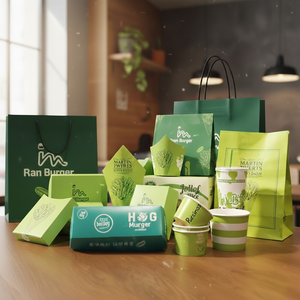 Boîte d'emballage pour hamburgers jetable, imperméable, écologique, personnalisable, avec matériau recyclable et option de logo personnalisé - Product Image 2