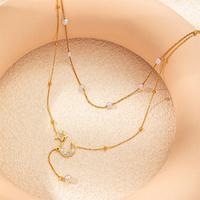 Colliers délicats superposés en forme de cœur avec perles, en acier inoxydable plaqué or, avec coquillages incrustés, chaîne perlée en Y pour femme