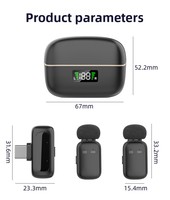 Mikrofon Lavalier Nirkabel Mini 2.4G dengan Kotak Pengisian Daya, Mikrofon Clip-on Peredam Kebisingan untuk Siaran Langsung Video Ponsel