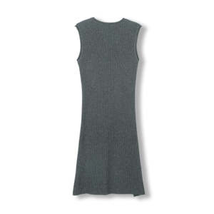 <span class=keywords><strong>Robe</strong></span> <span class=keywords><strong>pull</strong></span> de luxe en <span class=keywords><strong>laine</strong></span> lavable sans manches à col ras du cou pour femmes avec grande fente et câble - Product Image 2