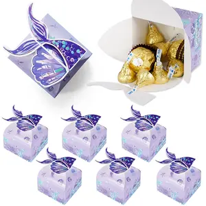 6pcs/set Mermaid Tail Candy Box Gift Box for Mermaid Theme Birthday Party Anniversary Wedding Decor,Baby Shower Decorations