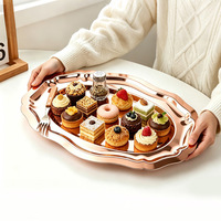 Plateau à dessert double de style nordique, luxe léger, multi-usages, pour gâteaux, pâtisseries, service de thé de l'après-midi, fruits, en acier inoxydable, pour hôtel