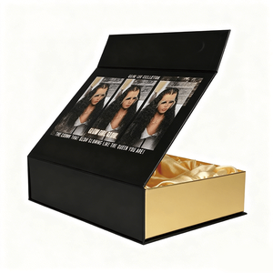 Luxury Eco-Friendly Recycled Magnetic Closure Wig Box Satin Lining Embossed Foil Custom Logo Waterproof Foldable Paperboard - Product Image 5