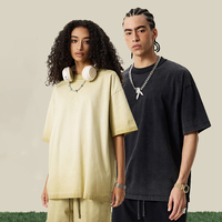 T-shirt unisexe en coton épais 275G, coupe ample, manches courtes, effet délavé américain, streetwear pour homme