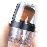 Nouvelle brosse à poudre professionnelle en plastique avec poils synthétiques et tamis, échantillons gratuits, brosse Kabuki cosmétique dans un pot minéral