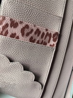Nueva Cartera Organizadora de Piel Sintética con Diseño Festoneado y Estampado de Leopardo, A6/A7, con Libreta de Hojas Sueltas para Regalo