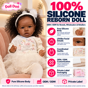 Poupée Duo personnalisée de 18 pouces, corps entier en silicone, poupée reborn aux cheveux bouclés, robe en dentelle crème, cadeau de Noël pour filles et enfants - Product Image 1