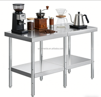 Table de travail commerciale en acier inoxydable à 2 niveaux, table de laboratoire pour restaurant et atelier