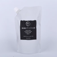 Pochette de recharge avec logo personnalisé - Pochette à bec verseur debout réutilisable et étanche pour savon liquide, shampoing et détergent
