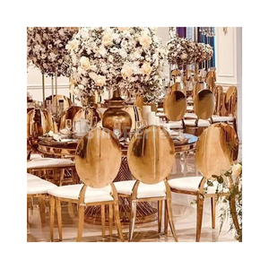 Modern Fashion Stainless Steel Golden White New Wedding <b>Garden</b> Banquet <b>Stackable</b> Dining <b>Chair</b> for Party Events - Product Image 1