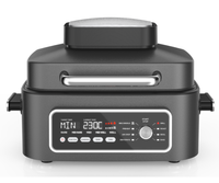 Gril d'intérieur et friteuse à air en acier inoxydable 6QT Friteuse à air numérique Friteuse à air domestique Grill Combo Roast Bake Dehydrate Black