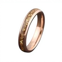 Bague pour femme en tungstène or rose 4 mm Gentdes Jewelry avec incrustation de verre allemand écrasé pour mariage