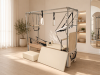 Mesin Pilates Cadillac Reformer Maple Kustom, Meja Trapeze Lengkap dengan Footbar Eksternal dan Box untuk Latihan di Studio