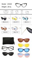 Lunettes de soleil magnétiques 5 en 1, Styles mixtes, nombreuses couleurs interchangeables, lunettes magnétiques à Clip, montures de lunettes optiques
