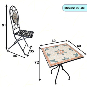 Set da Giardino Ischia: Tavolino e 2 Sedie con Struttura in Ferro e Piano in Cemento Decorato per Bar, Terrazze e Giardini - Product Image 5