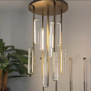 <span class=keywords><strong>Lampadario</strong></span> Moderno Americano di Lusso in Rame e Cristallo, LED con <span class=keywords><strong>Batteria</strong></span> di Backup, Alta Resa Cromatica CRI 95, Plafoniera <span class=keywords><strong>a</strong></span> Montaggio Superficiale per Hotel - Product Image 2