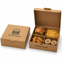 Pochettes à emporter pour hamburgers et frites en carton ondulé biodégradable et écologique, personnalisées avec pelliculage mat