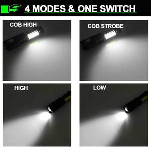 Lampe torche LED COB rechargeable USB en aluminium, étanche, mini lampe de poche tactique zoomable pour camping en extérieur, vente en gros - Product Image 4